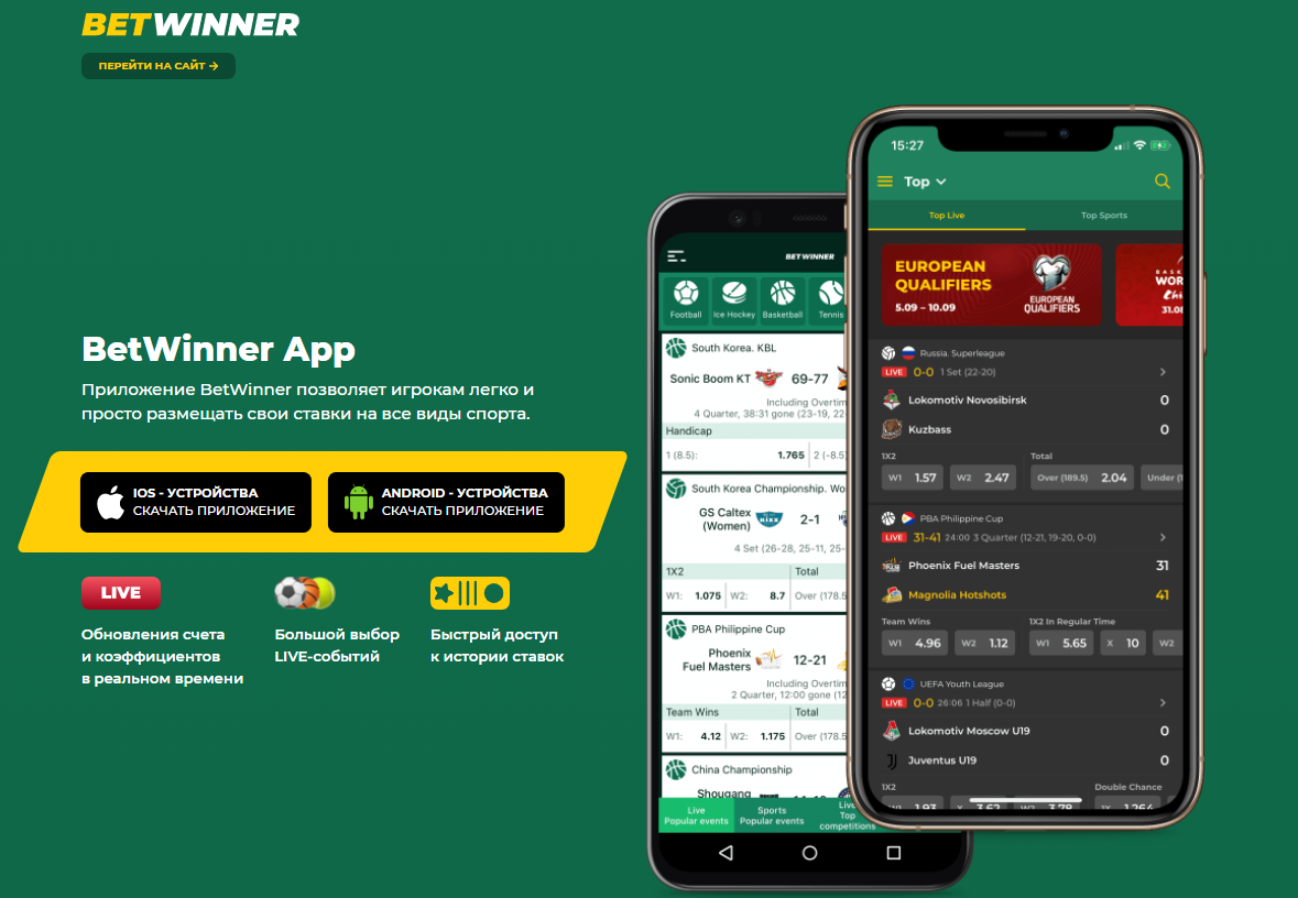 Мобильное приложение Betwinner для андроида и ios